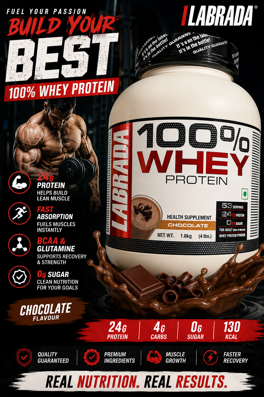 Labrada 100% Whey Protein - Chocolate