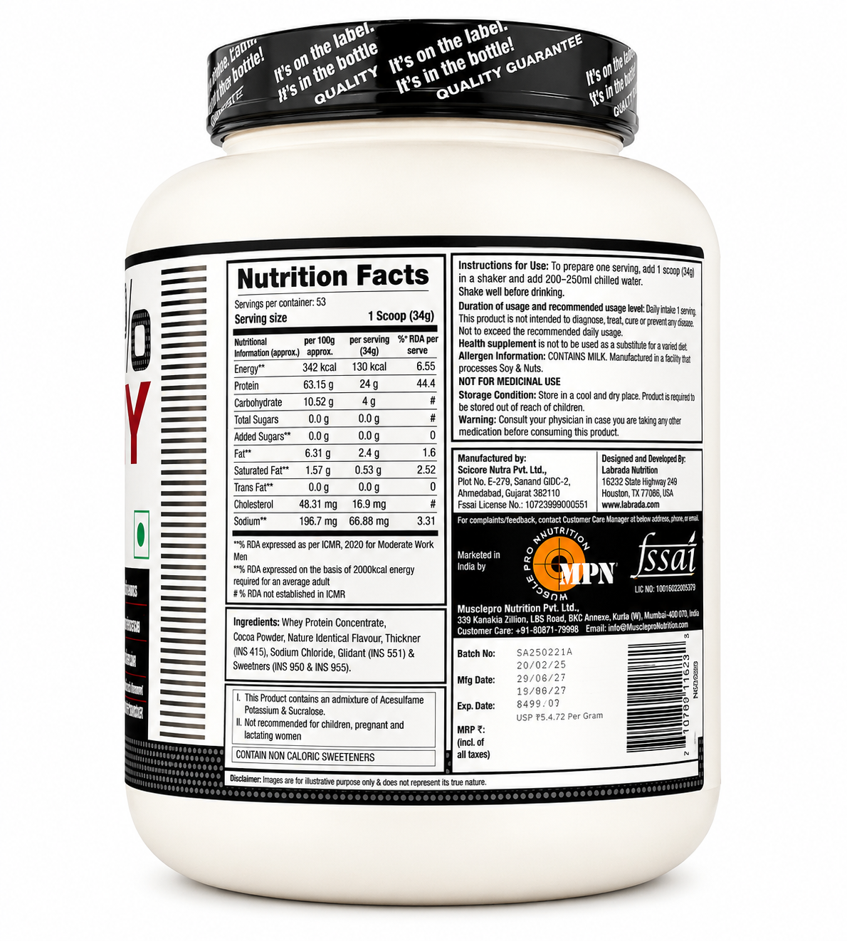 Labrada 100% Whey Protein - Chocolate