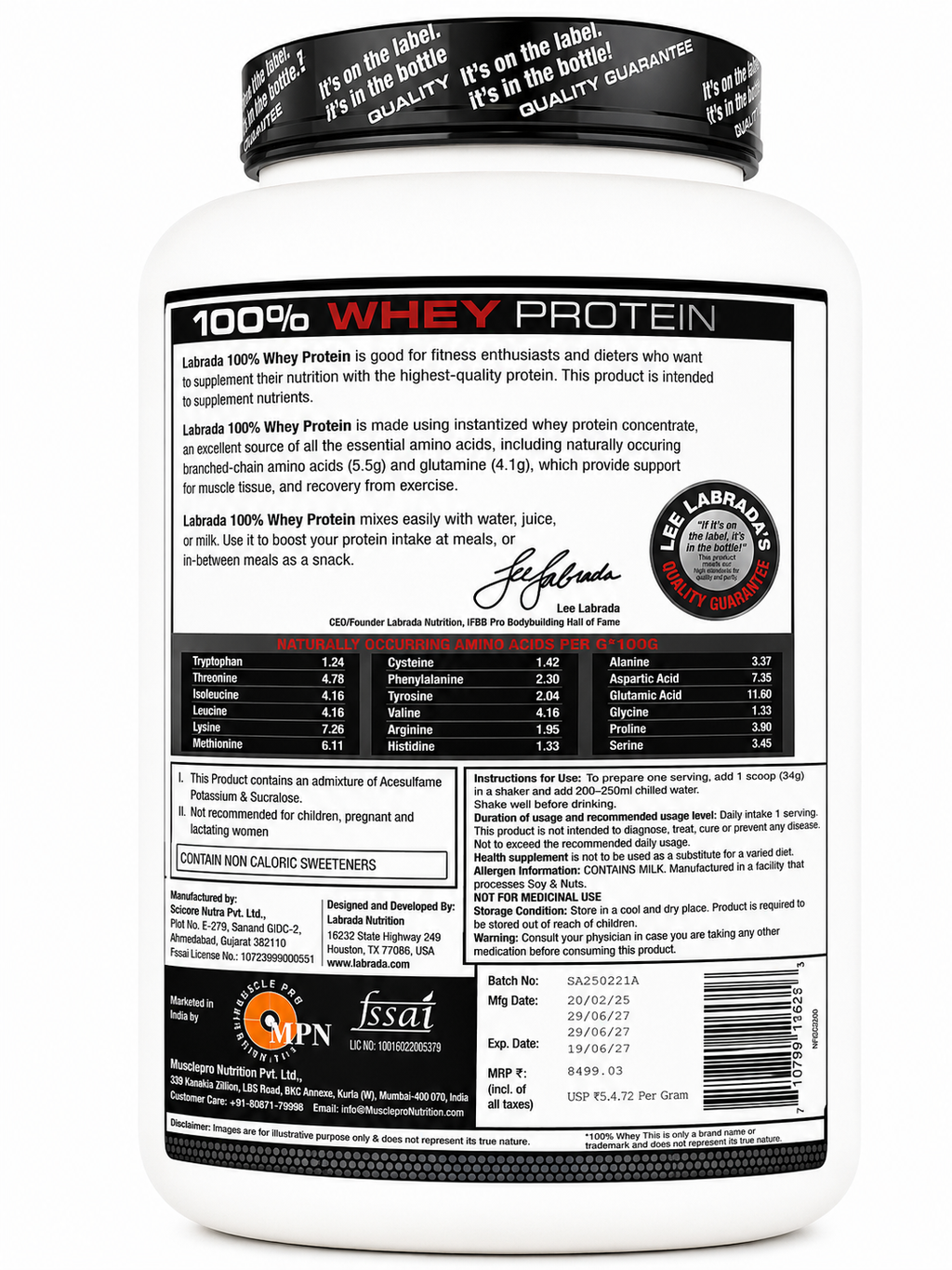 Labrada 100% Whey Protein - Chocolate