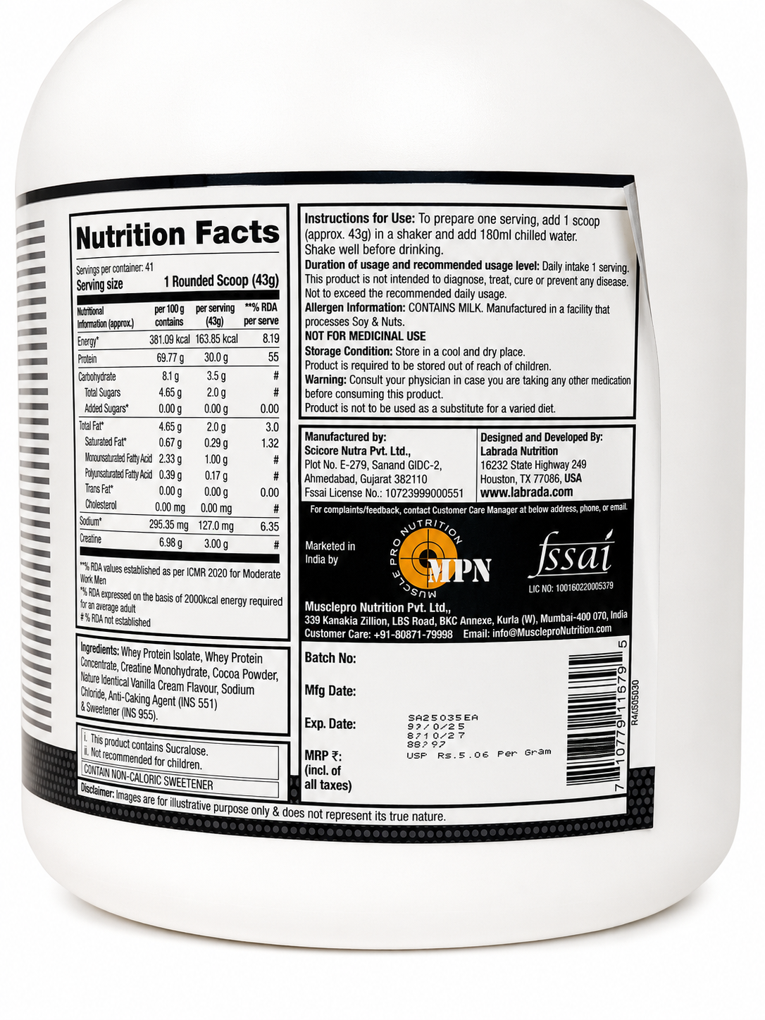 Labrada Turbo Whey Protein- Chocolate