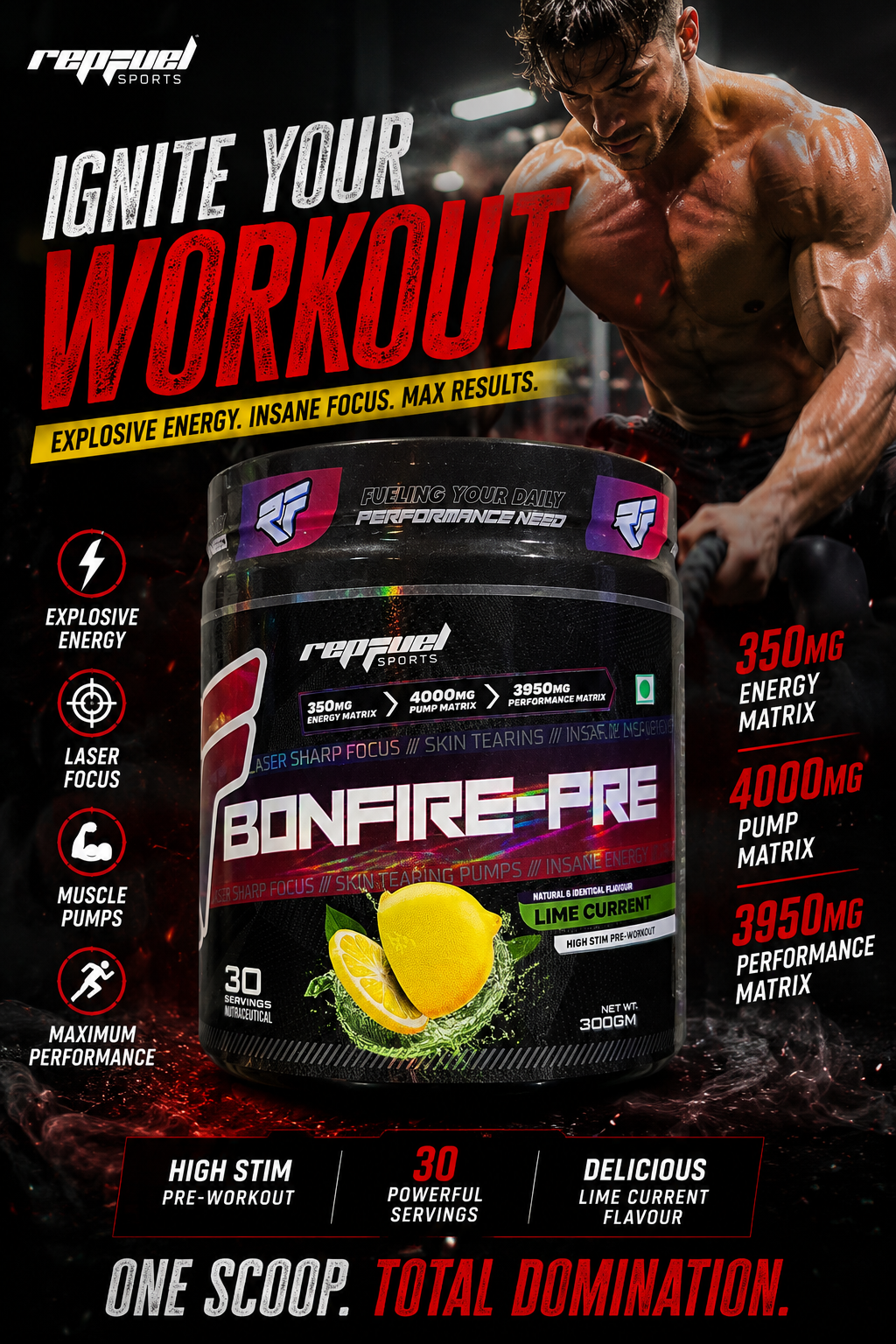 Repfuel Bonfire Pre-Workout – Lime Current