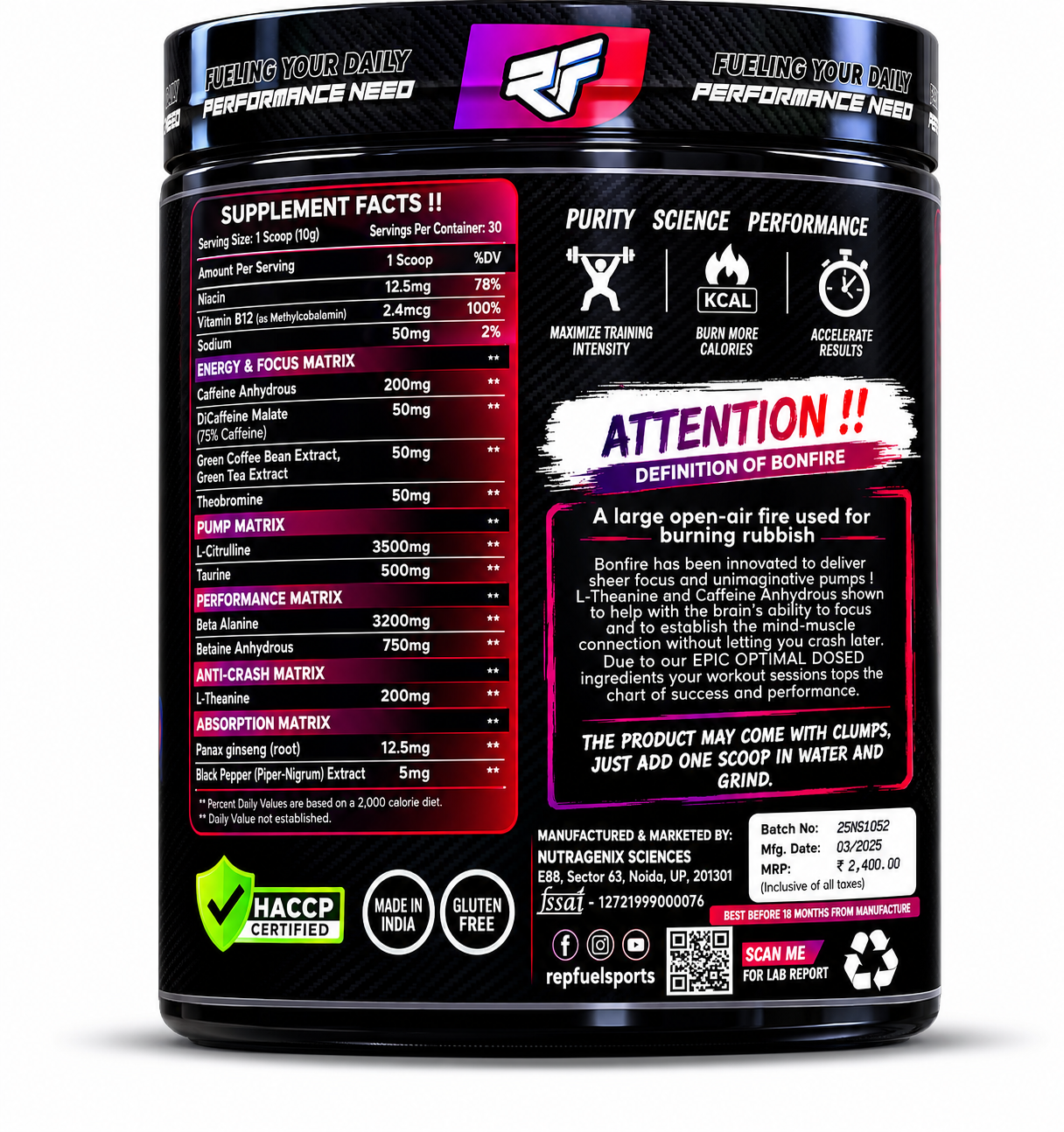 Repfuel Bonfire Pre-Workout – Lime Current
