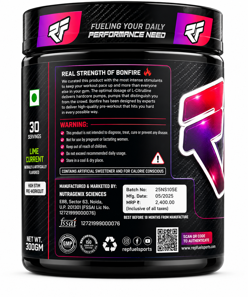 Repfuel Bonfire Pre-Workout – Lime Current